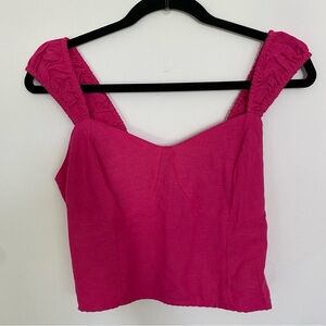 Japna Pink Corset Style Crop Top With Cap Sleeve